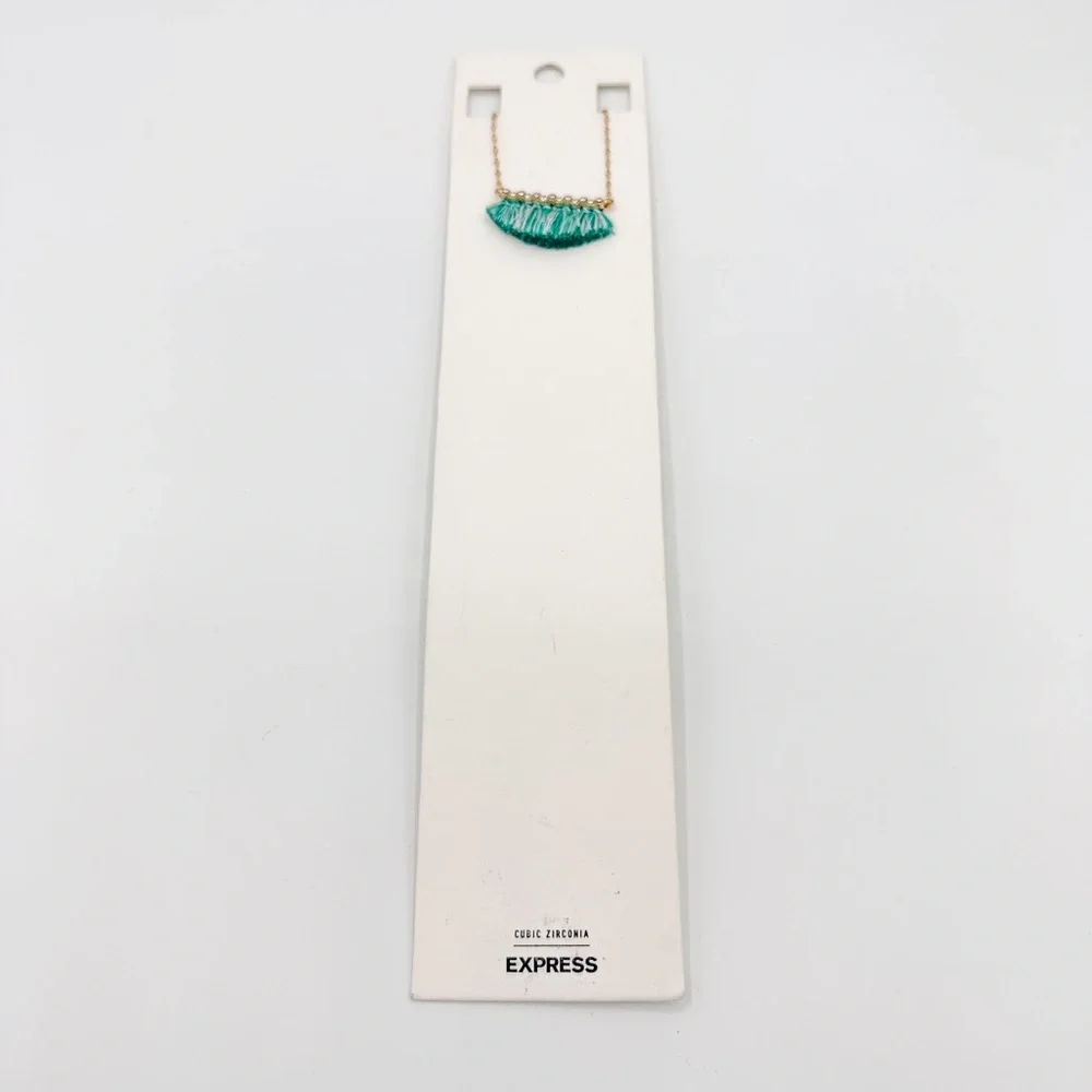 Express Gold & Teal Tassel Necklace